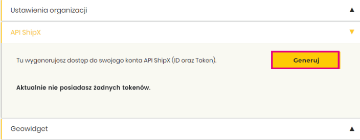 Si todavía no tienes ningún token en la lista, haz clic en el botón Generar.