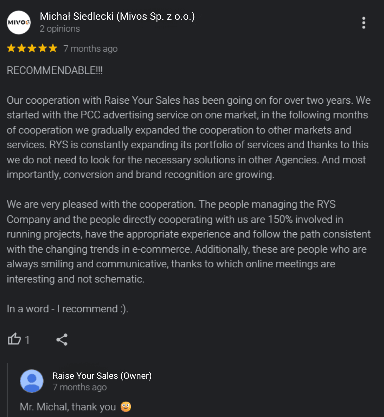 Opinión del cliente Mivos